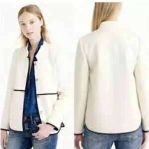 J Crew Tipped Twill Blazer Jacket #B8544 In BLACK & NAVY BLUE Women's Sz 10